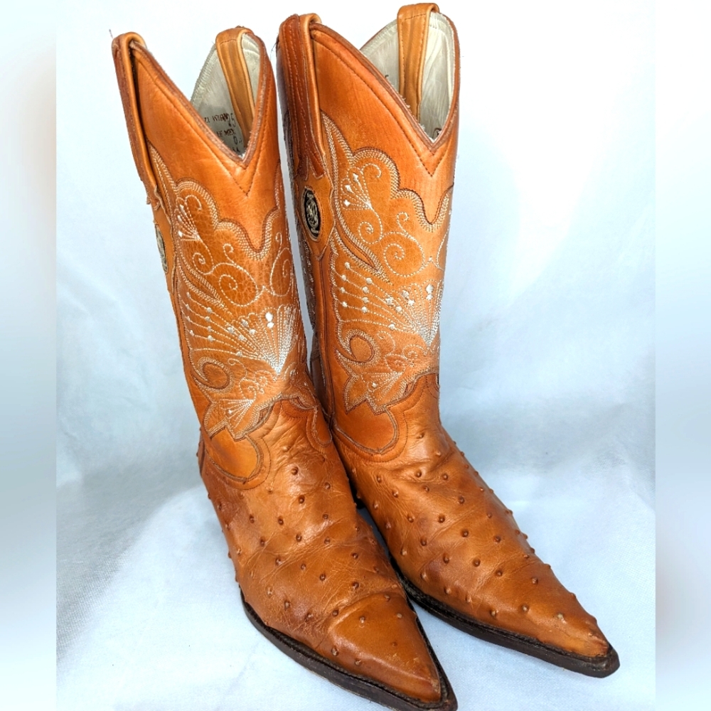 Moreno Romero Ostrich Leather 3X Toe Mexican Style men's size 6